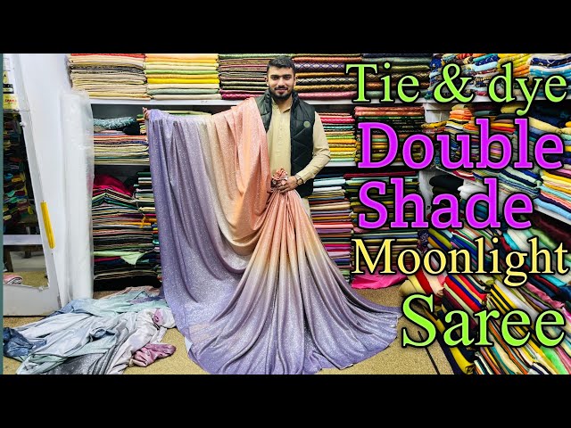 🔥beautiful collection🏵️Tie and dye moonlight Saree imported Double shade moonlight dresses designs