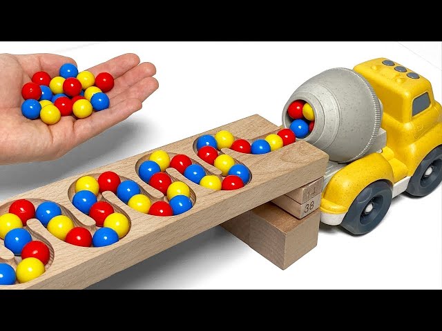 Marble Run ASMR Race ☆ HABA Slope & Dump Truck Excavator Ambulance Forklift Garbage Truck Tractors