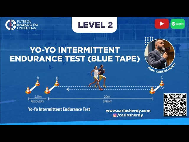 YOYO TESTE - INTERMITTENT NÍVEL 02 (20m+2,5m) - Yo Yo intermittent endurance test blue tape level 2