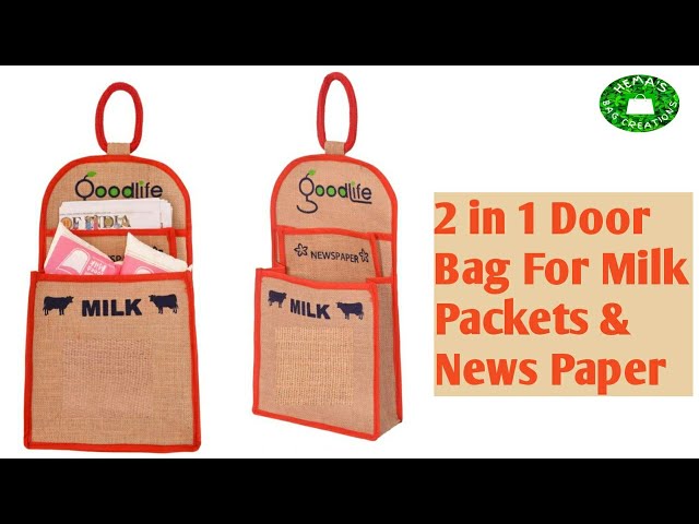 DIY Two In One Contactless Eco Friendly Jute Hanging/ Door Bag For Milk Sachets & News Paper Sewing.