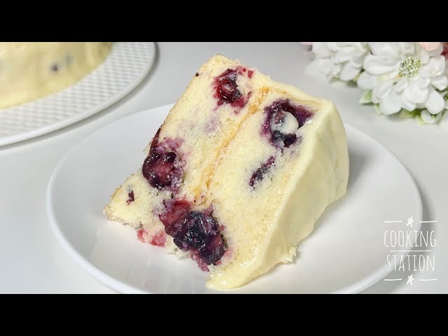 Moist Blueberry Cake with Lemon Cream Cheese Frosting Recipe