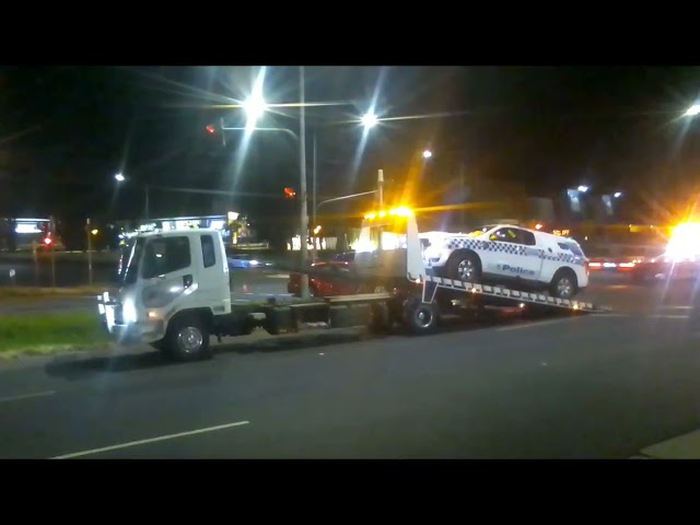 # Victoria police accident, van on tow truck, Melbourne, Vic, Australia.