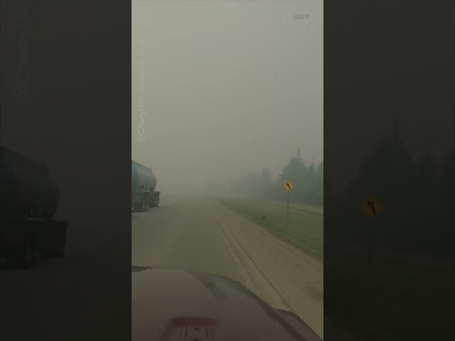 Poor visibility in Alberta as smoke from wildfires drift