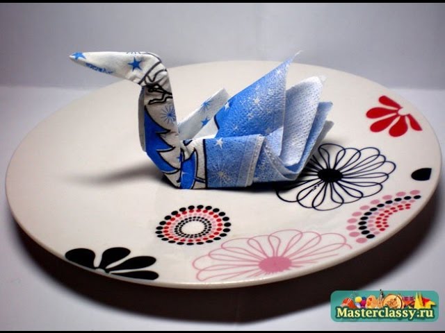 Origami of napkins. Swan. Master Class.