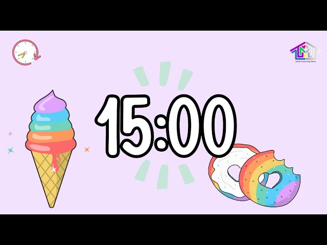 15-Minute Countdown Timer with Alarm| Ice cream & Donut 🤍🎼⏰🍦🍩