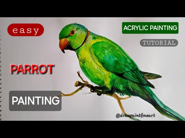 PARROT Acrylic Painting Tutorial | EASY Bird Painting