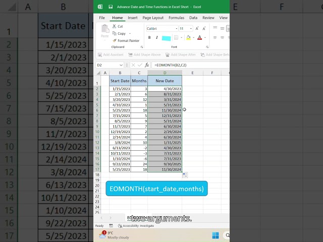 📅 Master the EOMONTH() function in Excel in just 35 seconds!