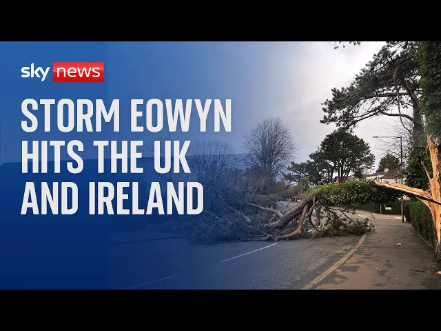 'Do not travel' warning issued as record-breaking 114mph winds hit Ireland