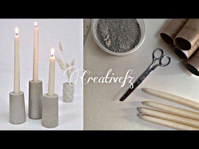 DIY Concrete Candle Holders Using CardBoard Roll | DIY Cement | Cardboard Crafts -