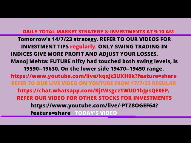 ZIG  ZAG MODE | NIFTY, BANKNIFTY STOCKS SWING PREDICTION |17th July 2023 |MANOJ MEHTA LIVE| HINDI |