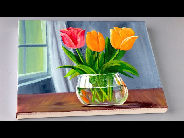 How to paint tulip | Tulip Acrylic Painting