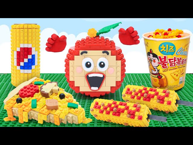 Lego Mukbang Yellow Fast Food  In Real Life || Lego Funny Stop Motion ASMR