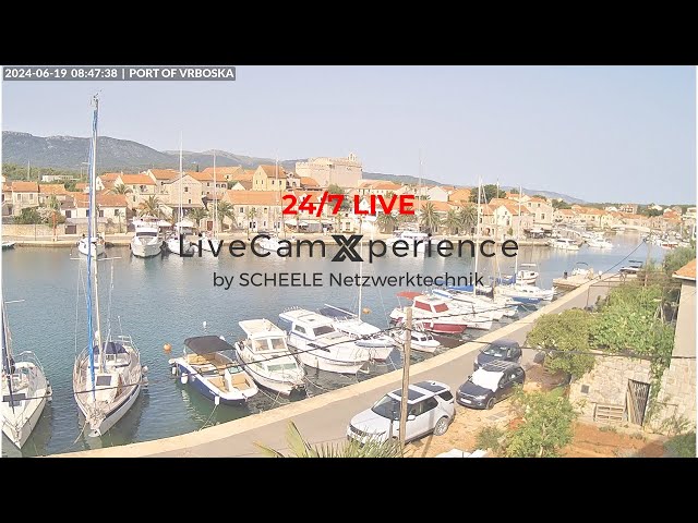 Port of Vrboska, Island Hvar, Croatia ☀ LIVE 24/7 WebCam