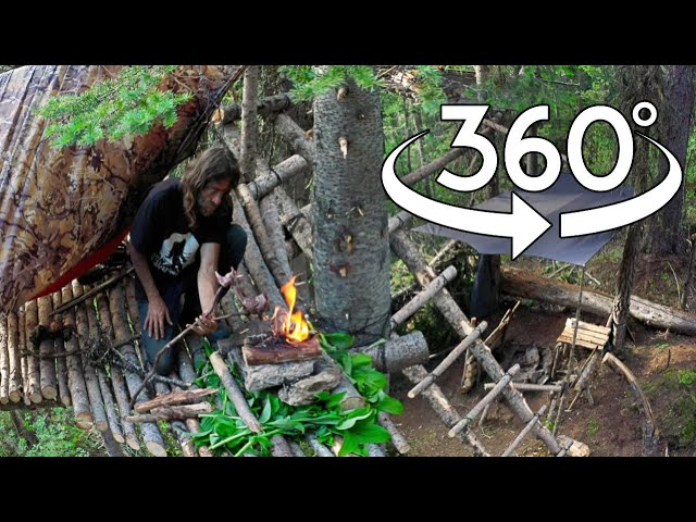 Bushcraft Camp 360 Tour / 30 Day Survival Challenge Canadian Rockies