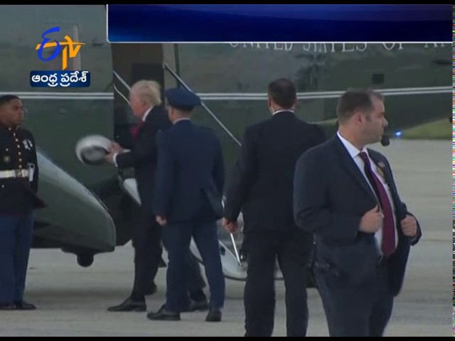 Watch | Trump stops to pick up and return Marine's hat blown off by the wind