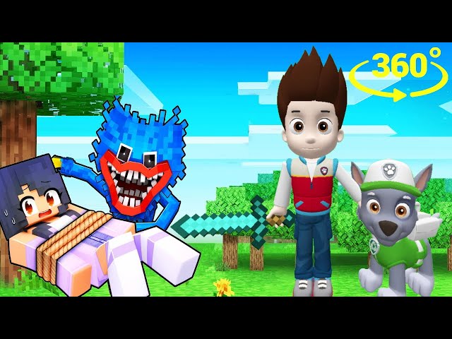 PAW PATROL saving APHMAU from HUGGY WUGGY in Minecraft 360°