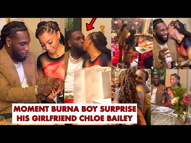 Beautiful Moment Burna boy Surprise Girlfriend Chloe Bailey With Gifts And She Kissed Him #burnaboy