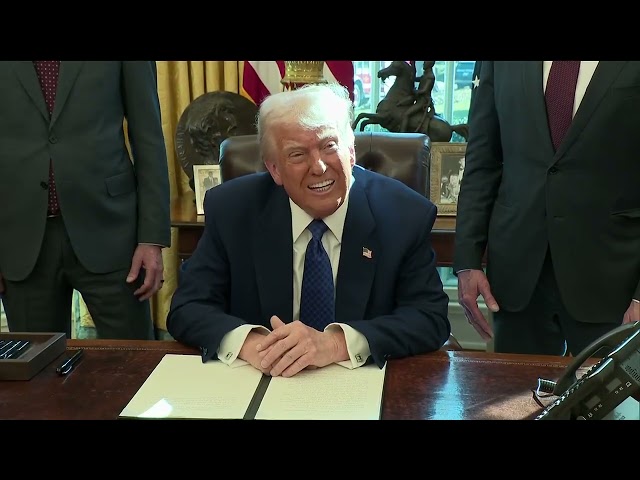 President Trump signing executive orders on Valentine's day