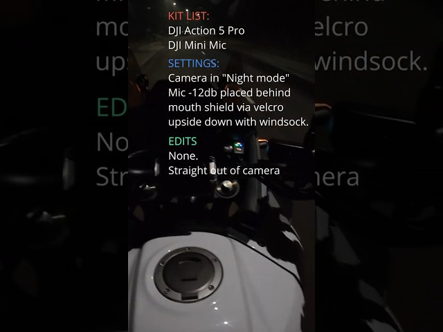 DJI Osmo Action 5 Pro paired with DJI Mic Mini on a night motorcycle ride - short #dji