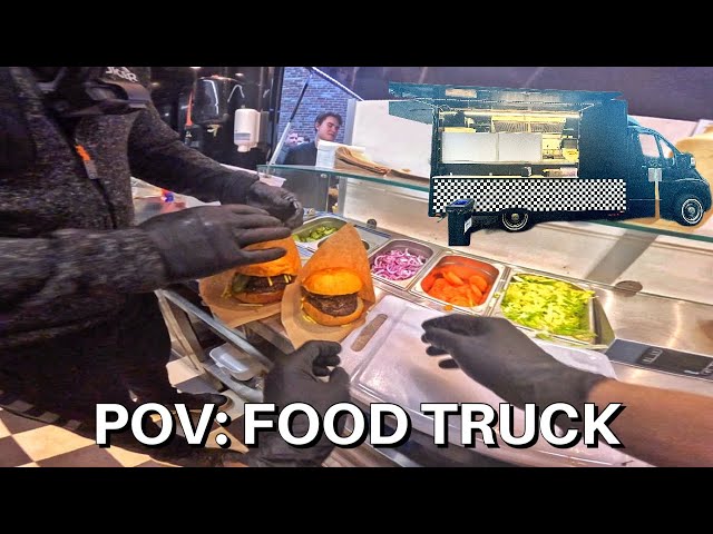 POV: Burger Making in FOOD TRUCK 🍔🍟| Making Greasy and Juicy Burgers In Foodtruck | Burger Hytten|