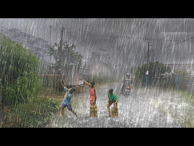 Rainstorm & Thunder in a Peaceful Village - Find Peace & Deep Relaxation | RAIN RELAXATION 🌧️☔⚡