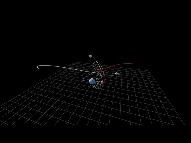 Three-body problem 3D simulation (with planet)