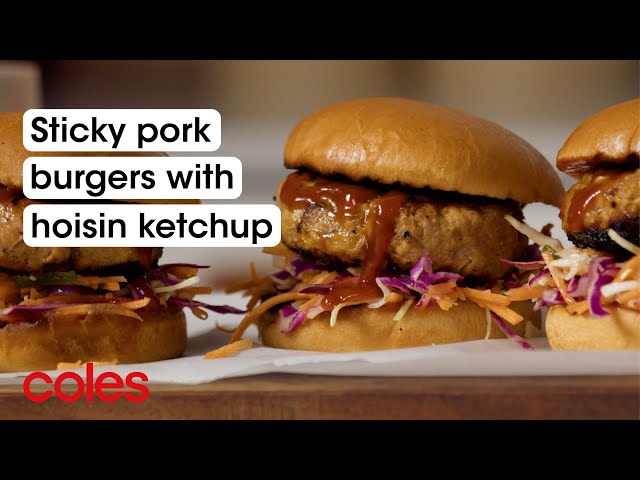 Sticky pork burgers with hoisin ketchup