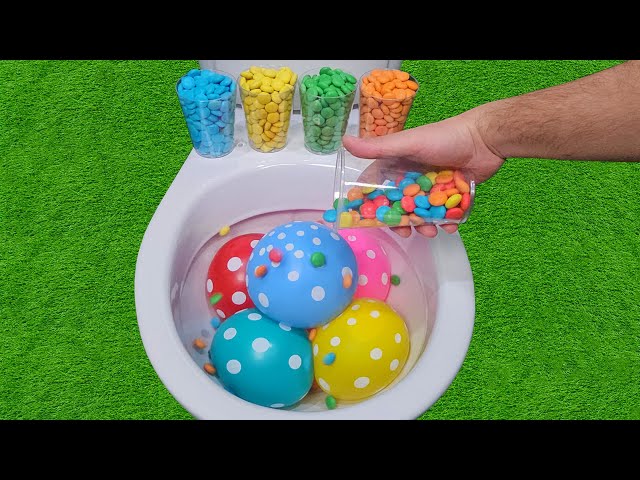 Experiment !! Colorful Mentos vs Rainbow Water Balloons In Toilet