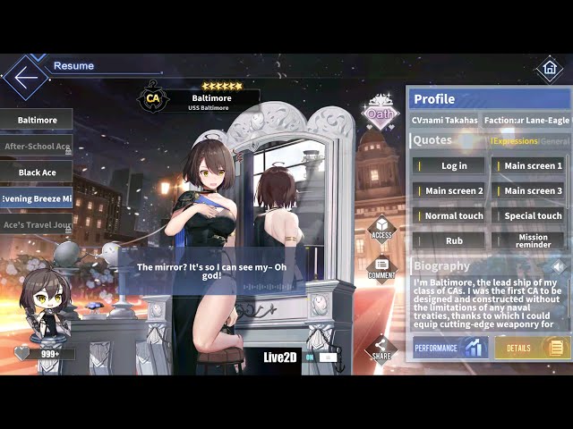 Azur Lane: USS Baltimore L2D Skin Talk & Move (Evening Breeze Minuet)