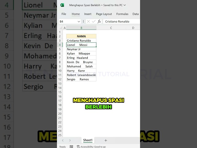 MENGHAPUS SPASI BERLEBIH‼️ #belajarexcel #exceltips #exceltutorial #excel #microsoft