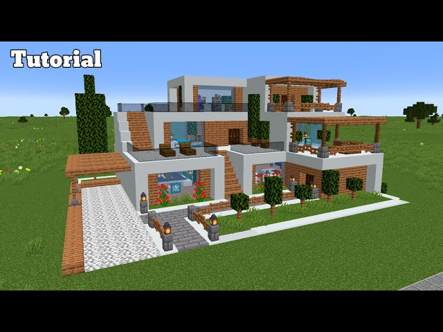 Minecraft: How to Build a Modern House Tutorial (Easy) #3 - Interior in Description!