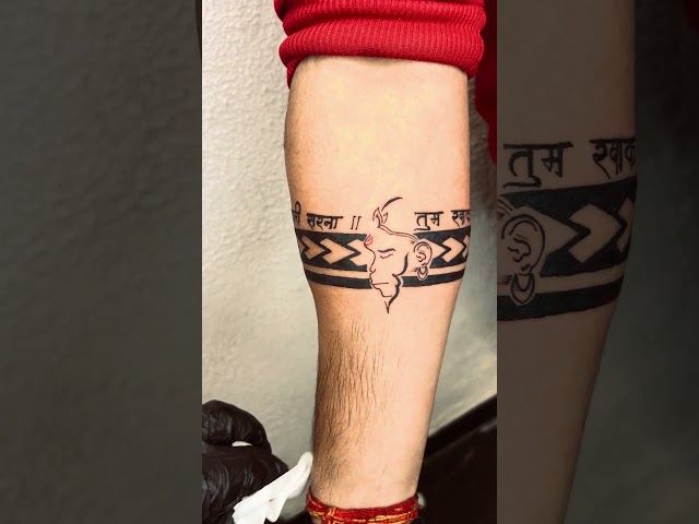 Unbelievable Hanuman Band Tattoo with Hanuman Chalisa Mantra