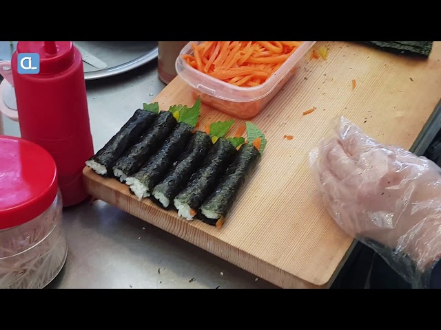 Mini Gimbap Korean Street Food  Gwangjang Market, Seoul