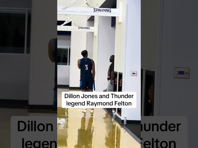 Rookie Dillon Jones and Thunder legend Raymond Felton chatting it up this afternoon at shootaround.