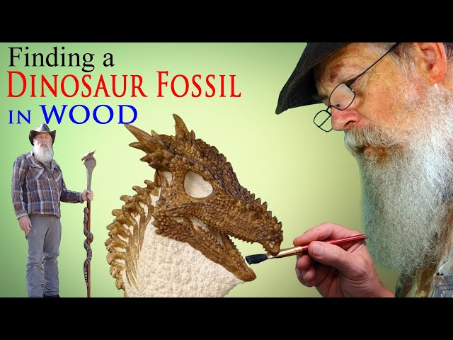 Carving a Dinosaur Fossil Walking Stick in Wood