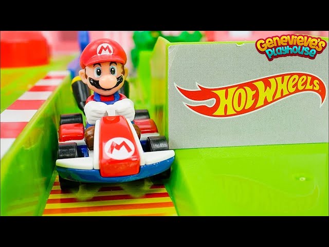 Mario Kart Hotwheels Circuit Race and Rainbow Road Toy Learning for kids!