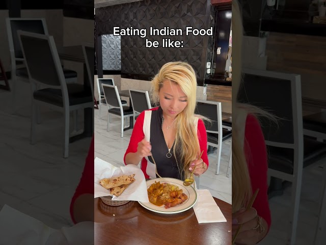 Eating Indian food be like: leg up and using hands 😂 #rainaiscrazy