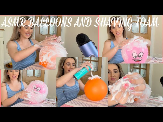 ASMR using shaving foam to shave a emoji balloons ☺️🌈