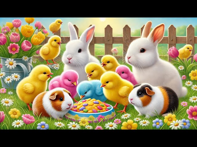 Catch cute chickens, colorful chickens, rainbow chickens, rabbits, cute cats, ducks, guinea pigs