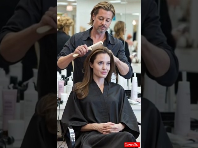 Angelina Jolie and Brad Pitt in a beauty saloon 🥰  #angelinajolie #bradpitt #shorts #foryou