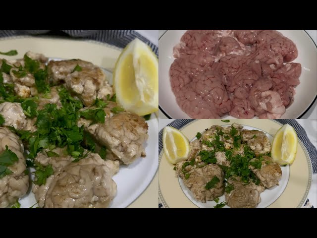 Cooking lamb brains in a delicious way / lamb brains with butter and lemon