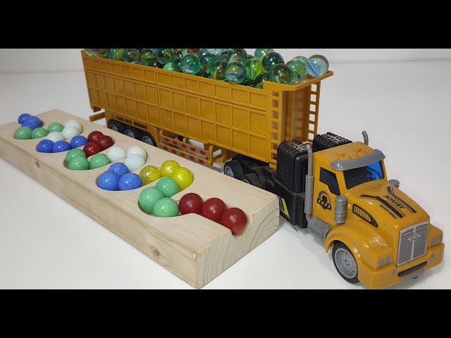 Marble Run Race ASMR #97 HABA Slope, Wooden Track , Colorful Balls, Dump Truck, Garbage Truck