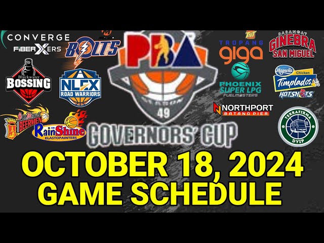 PBA Game Schedule Today | October 18, 2024 | PBA Governors' Cup Schedule Update