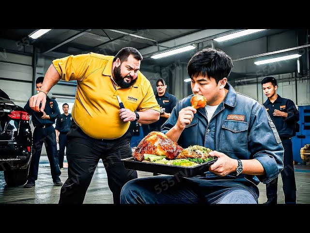 Mechanic Eating Gets Provoked By A Fat Customer, But The Wrong Move Costs Him