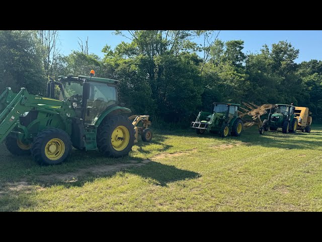 Finishing up peanuts and baling hay