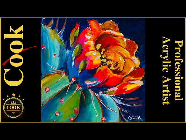 Desert Bloom - Learn to Paint a Prickly Pear Cactus Flower with Acrylics #gingercooklive