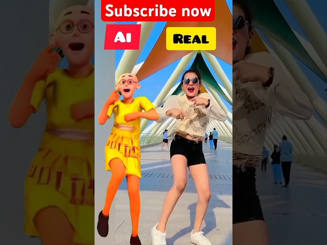 Patlu with indian cute girl ai dance shorts #subscribe #shortsfeed #shorts #youtube