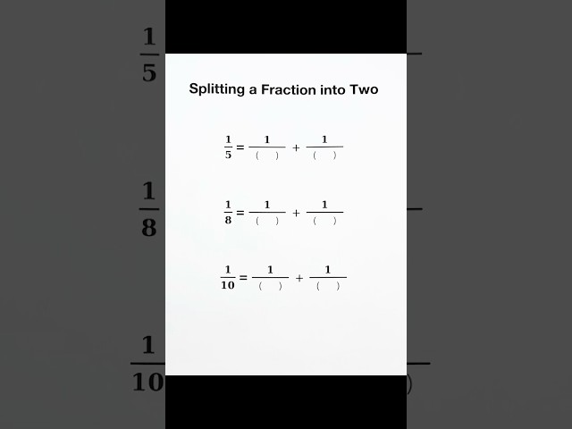 Splitting a fraction into two  #maths #mathstricks #mathtricks #quiz #challenge