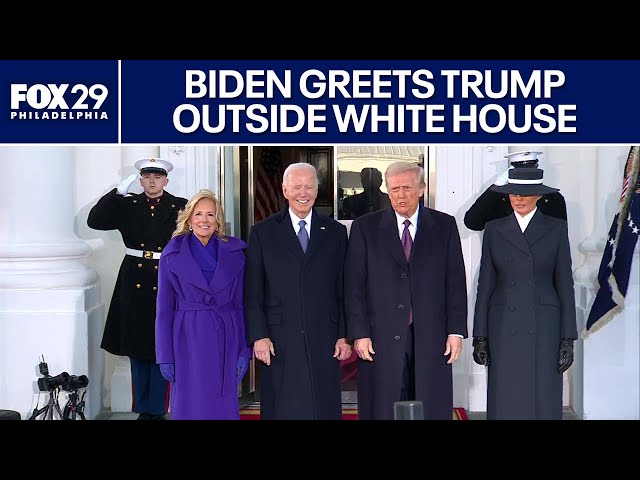 Joe Biden greets Donald Trump at the White House