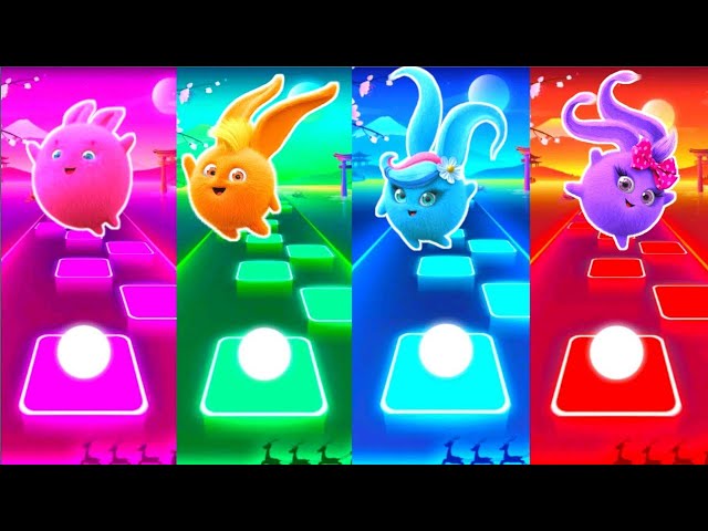 Sunny bunny Team And Tiles Hop Games- Big Boo vs Turbo vs Shiny vs iris ❤️Who Is Best?